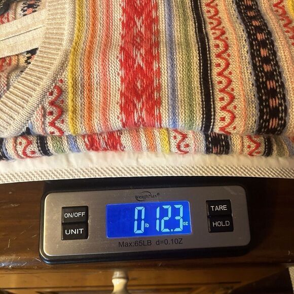 Talbots Sweater Striped Red Green Blue Yellow White Lambswool Sz Medium - Picture 9 of 9